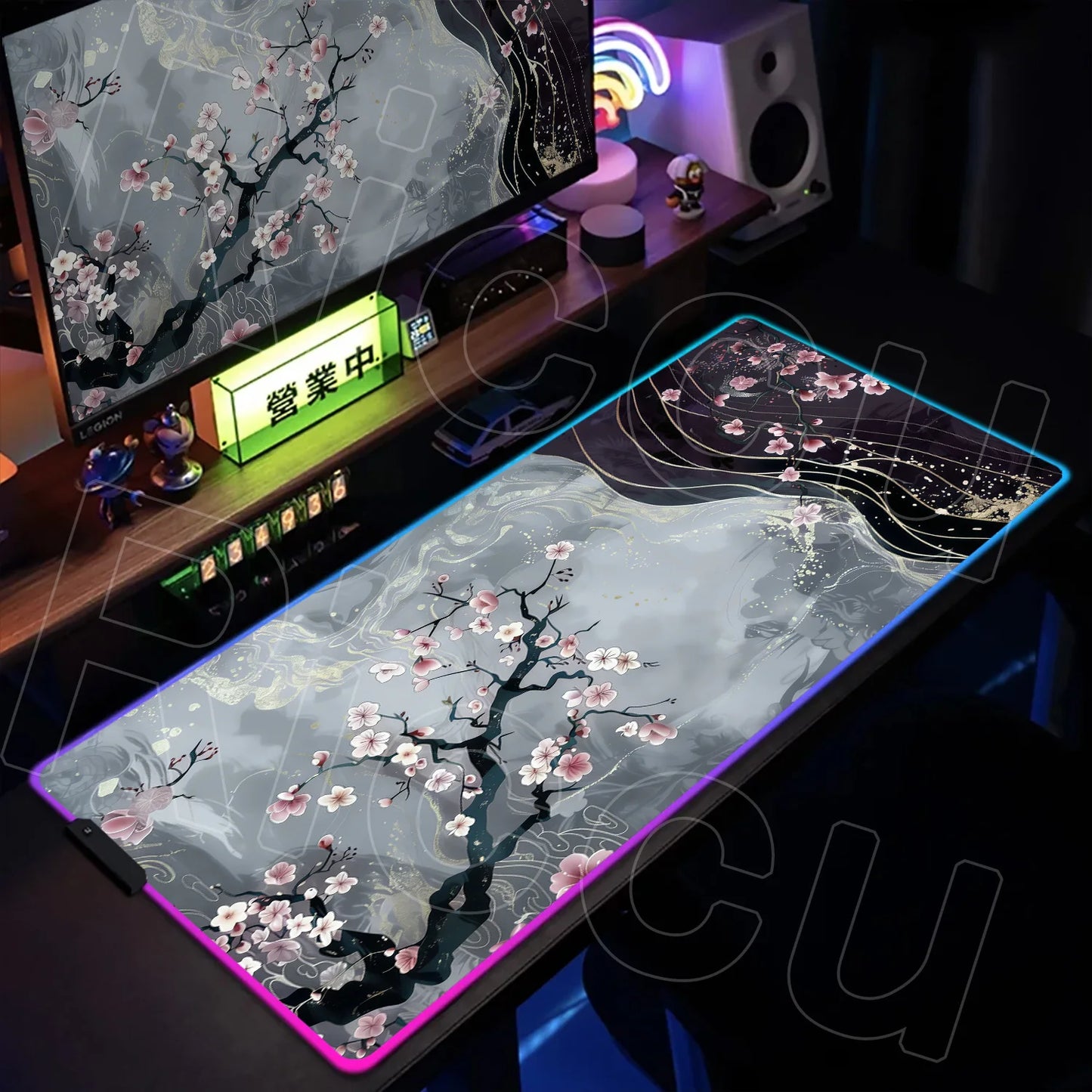 Nature Edition: XXL RGB Extended Gaming Desk Mat with Custom LED Lighting