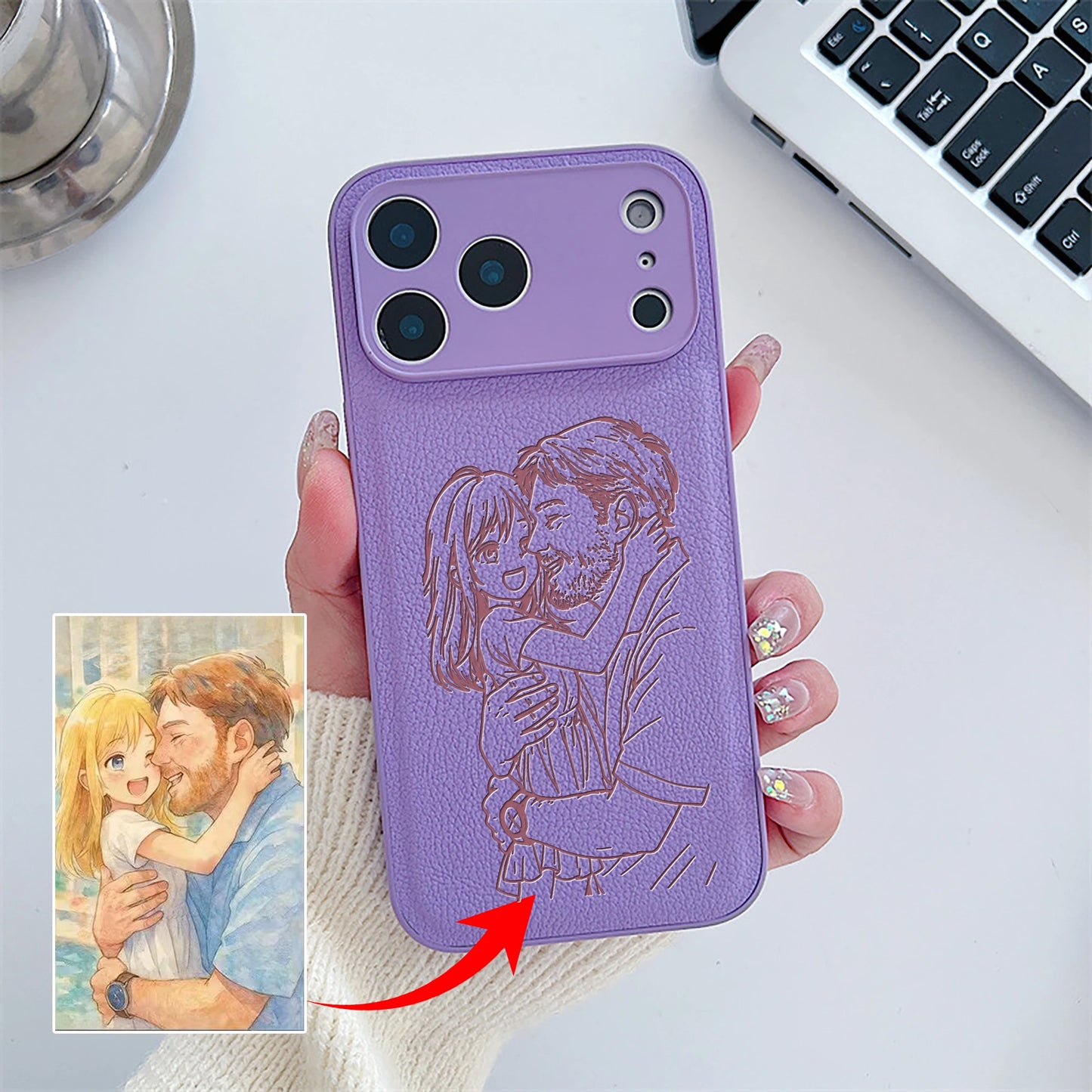 The Keepsake Series: Custom Engraved Photo Line Art Case