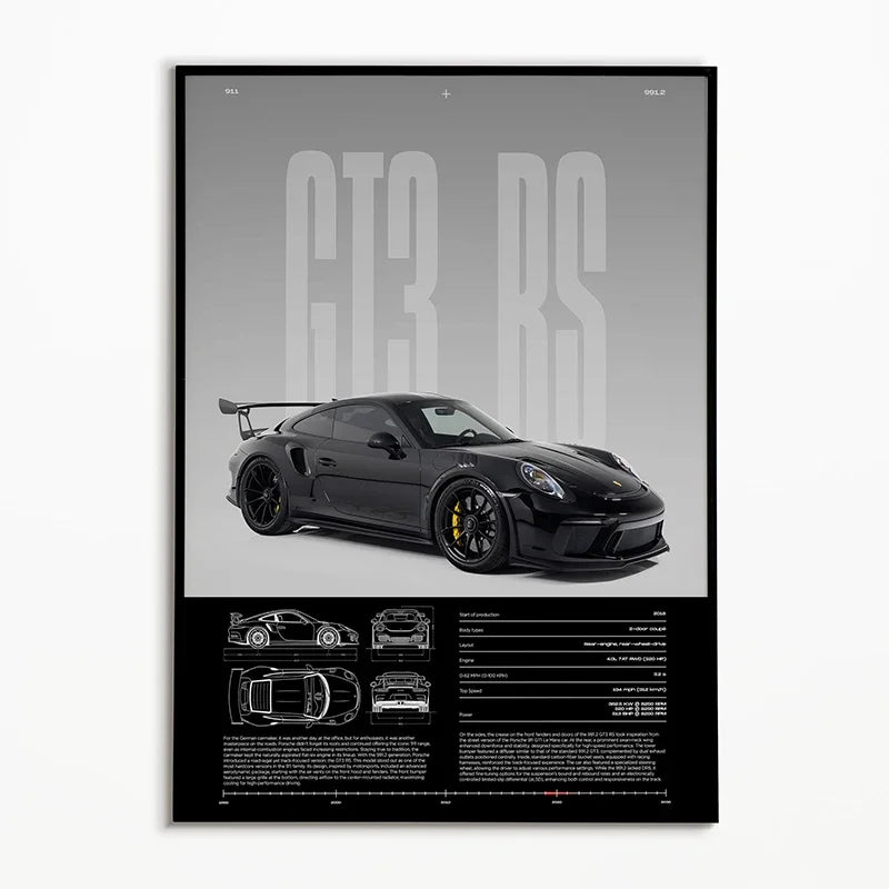 The Heritage Garage Series: Classic Black & White Car Canvas Art
