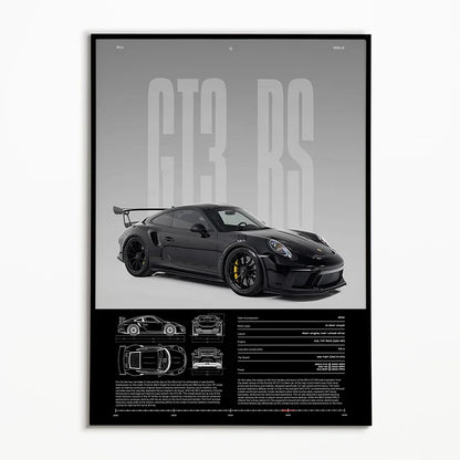 The Heritage Garage Series: Classic Black & White Car Canvas Art
