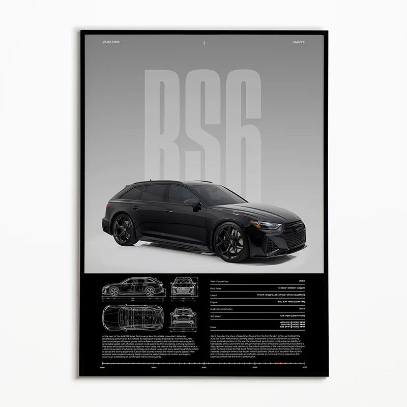 The Heritage Garage Series: Classic Black & White Car Canvas Art