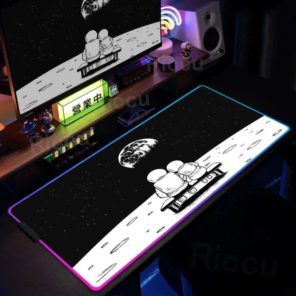 Space Edition: RGB Extended Gaming Desk Mat with Custom LED Lighting