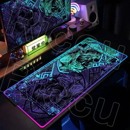 Metal Lion RGB LED Gaming Mouse Pad – XXL HD Print Non-Slip Desk Mat for PC & Esports
