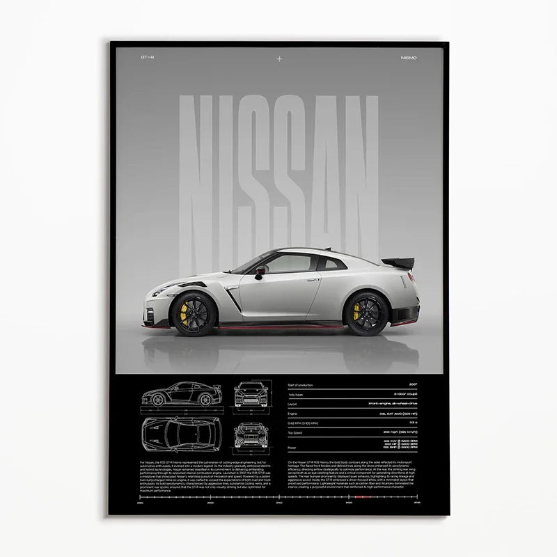 The Heritage Garage Series: Classic Black & White Car Canvas Art