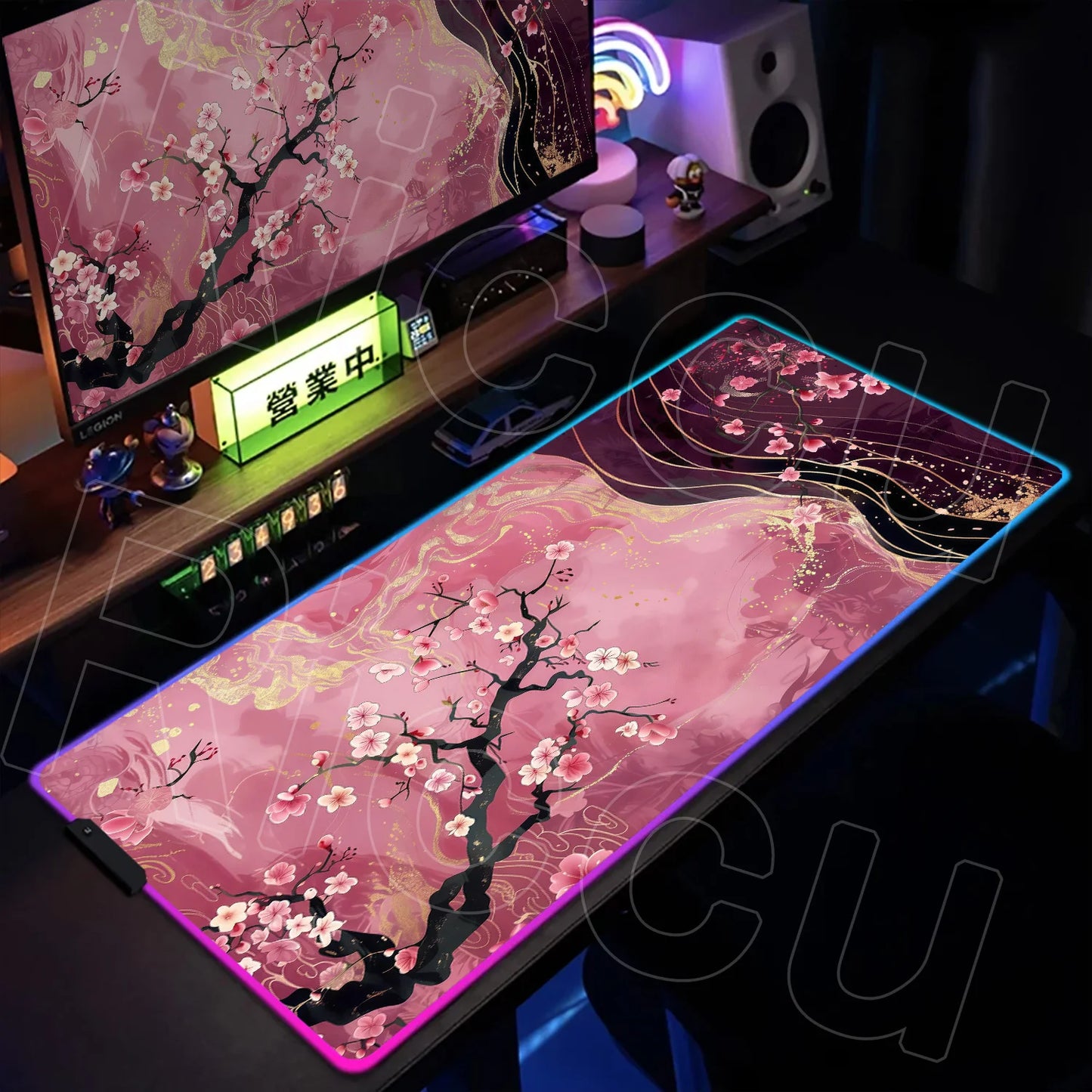 Nature Edition: XXL RGB Extended Gaming Desk Mat with Custom LED Lighting