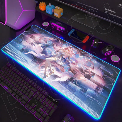 Waves Edition: XXL RGB Extended Gaming Desk Mat with Custom LED Lighting