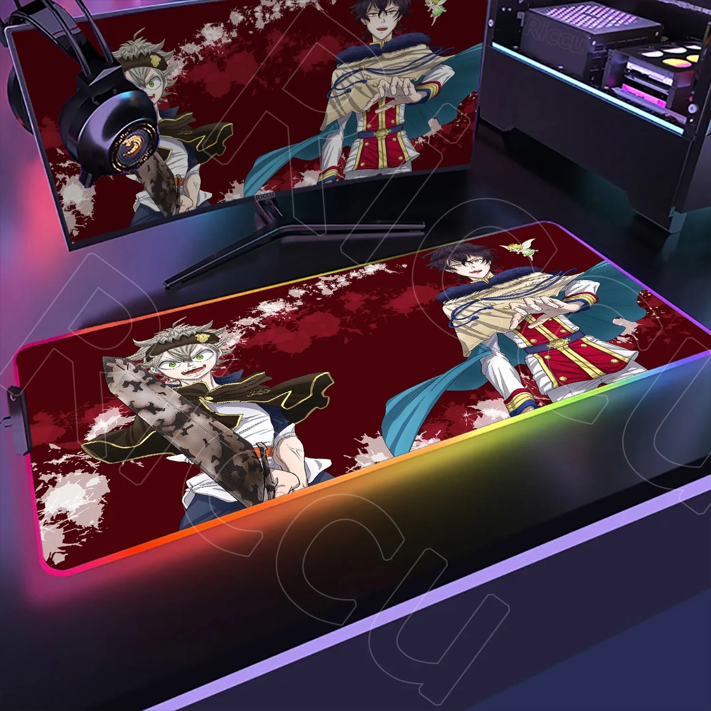 XXL RGB Gaming Mouse Pad – Black Clover Asta Deskmat