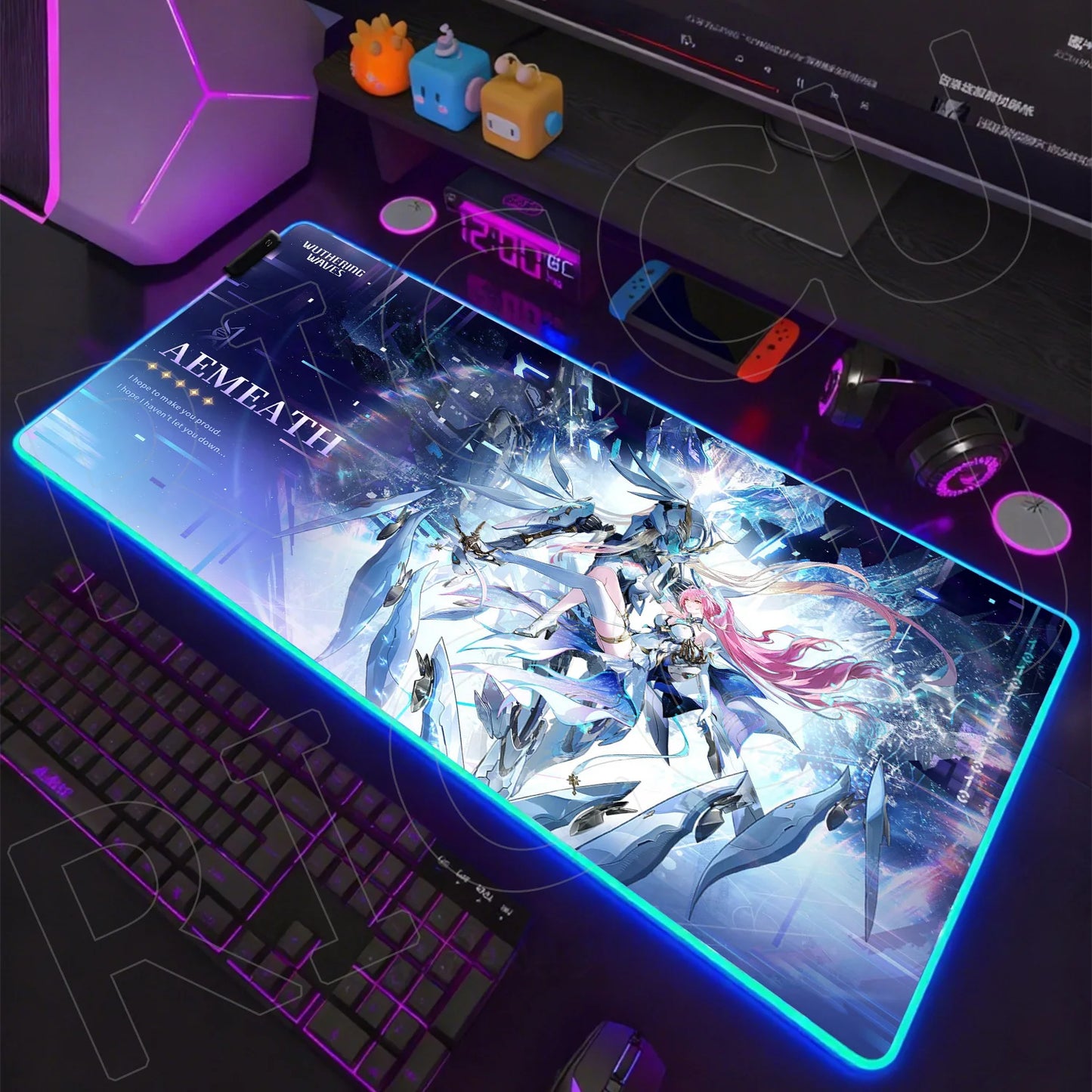 Waves Edition: XXL RGB Extended Gaming Desk Mat with Custom LED Lighting