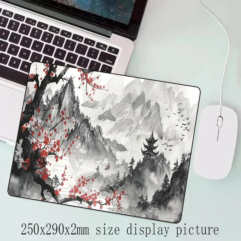Sakura Scenery Mouse Pad – Cherry Blossom & Landscape Gaming Desk Mat