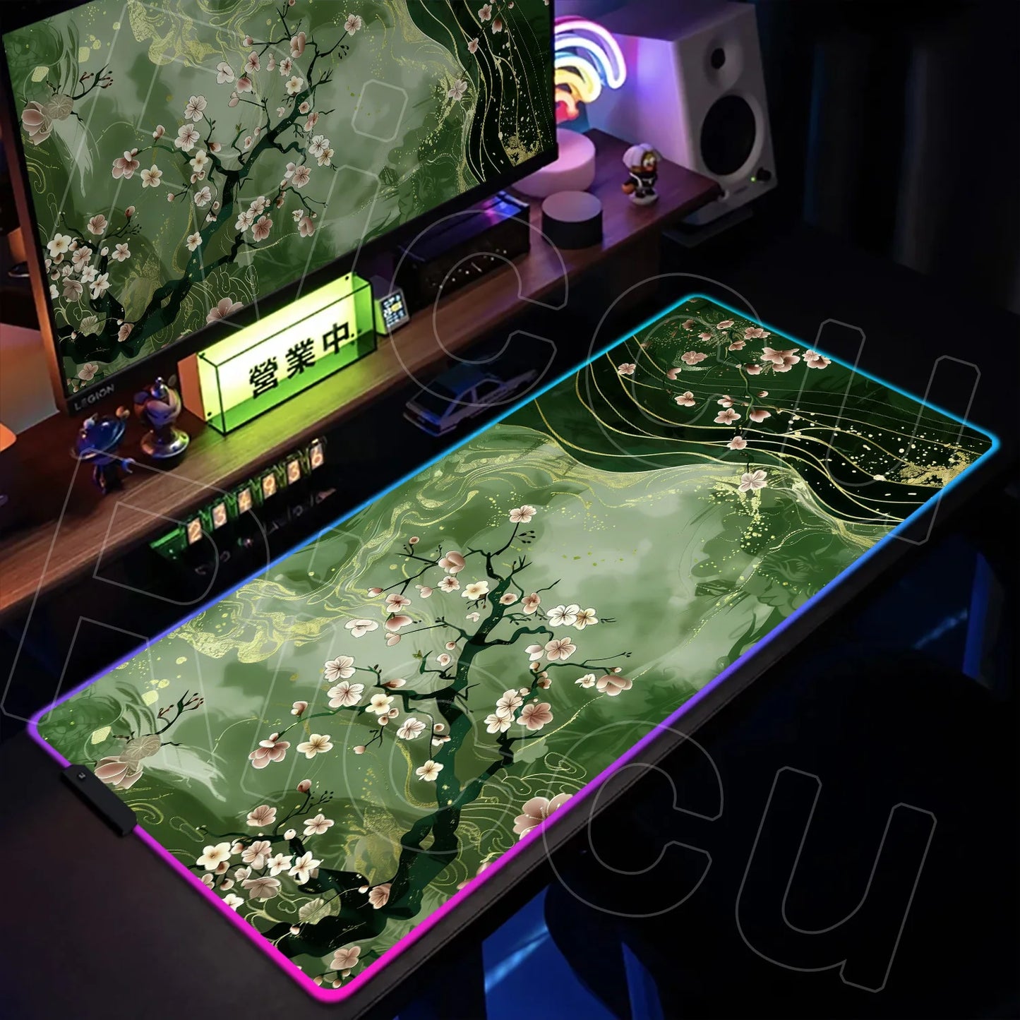 Nature Edition: XXL RGB Extended Gaming Desk Mat with Custom LED Lighting