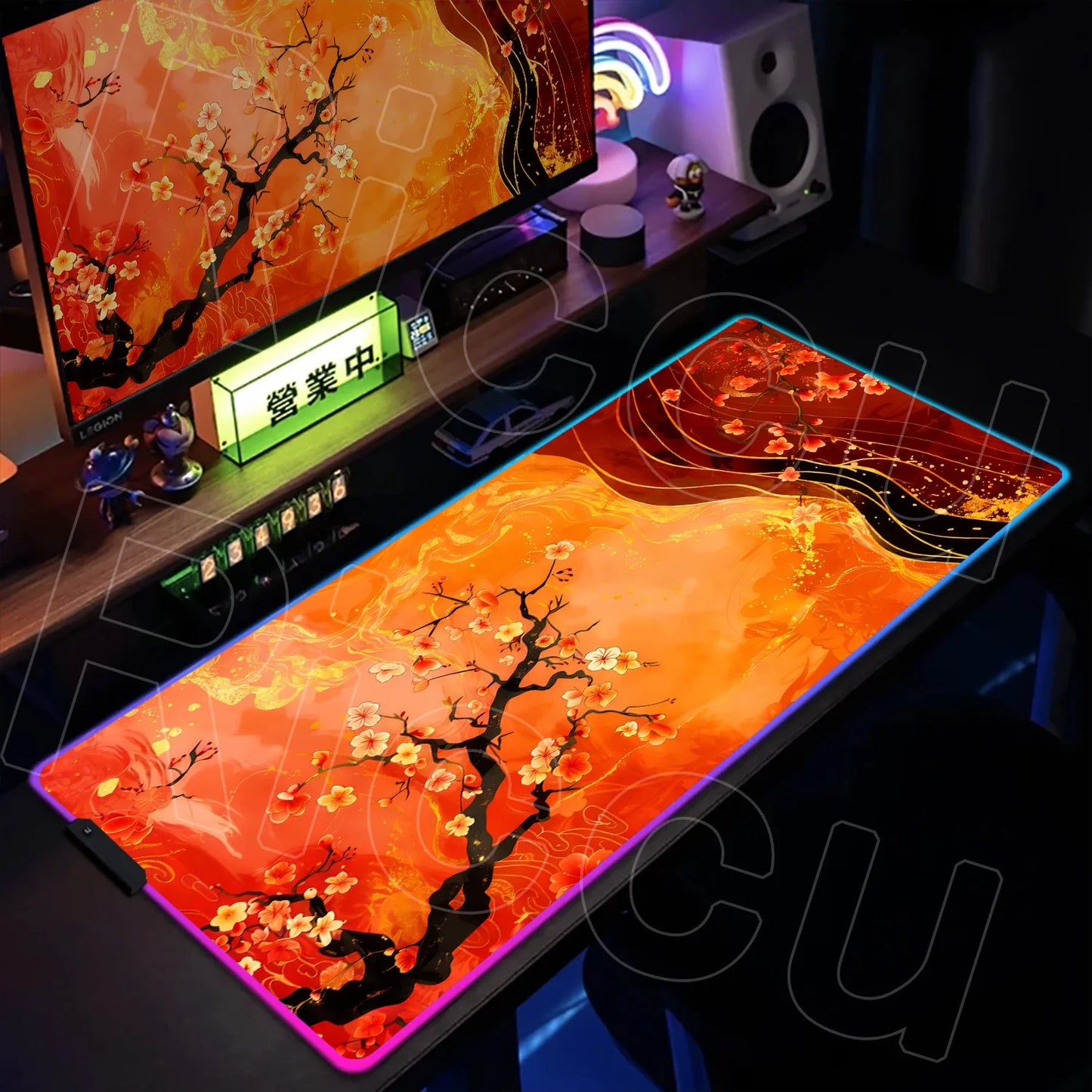 Nature Edition: XXL RGB Extended Gaming Desk Mat with Custom LED Lighting