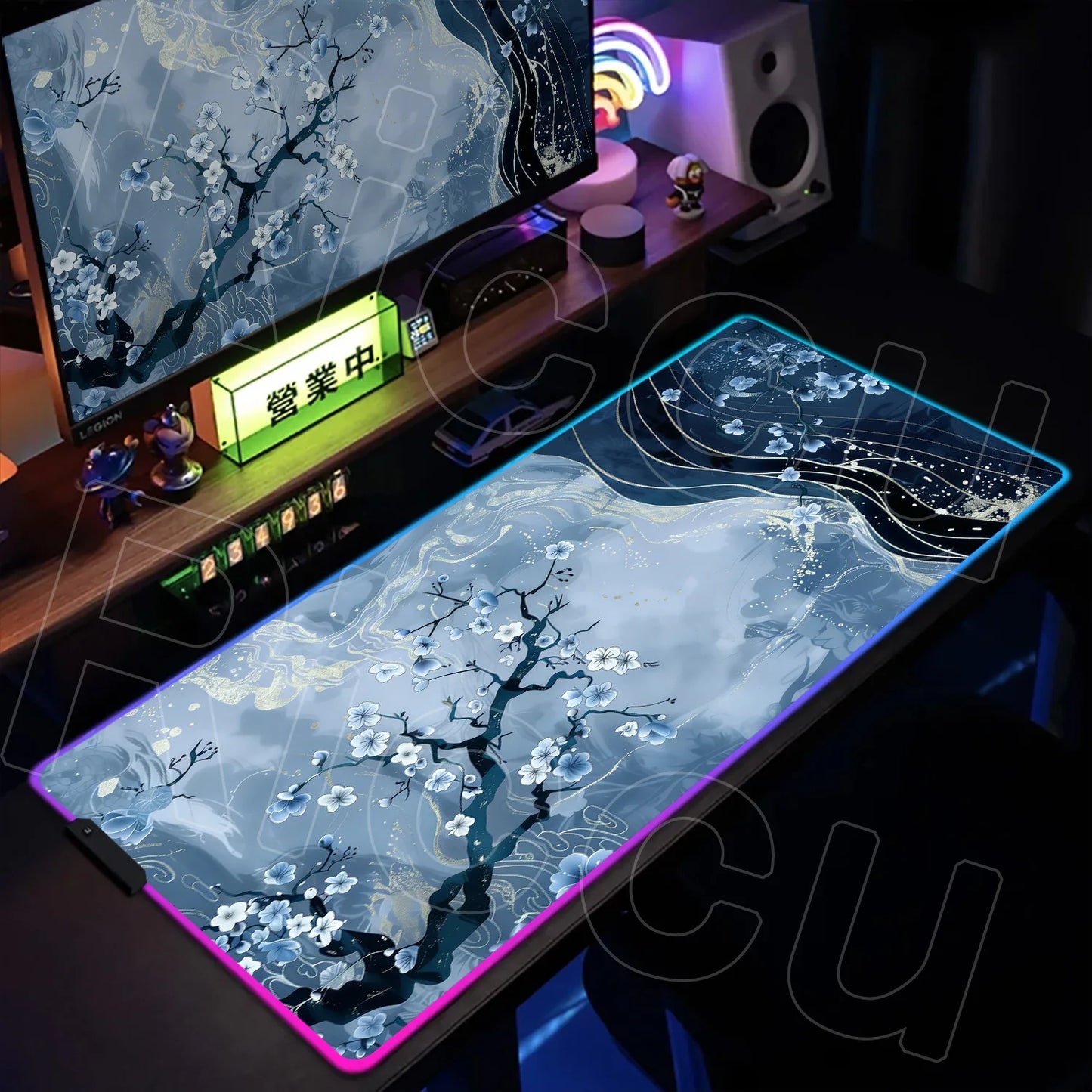 Nature Edition: XXL RGB Extended Gaming Desk Mat with Custom LED Lighting