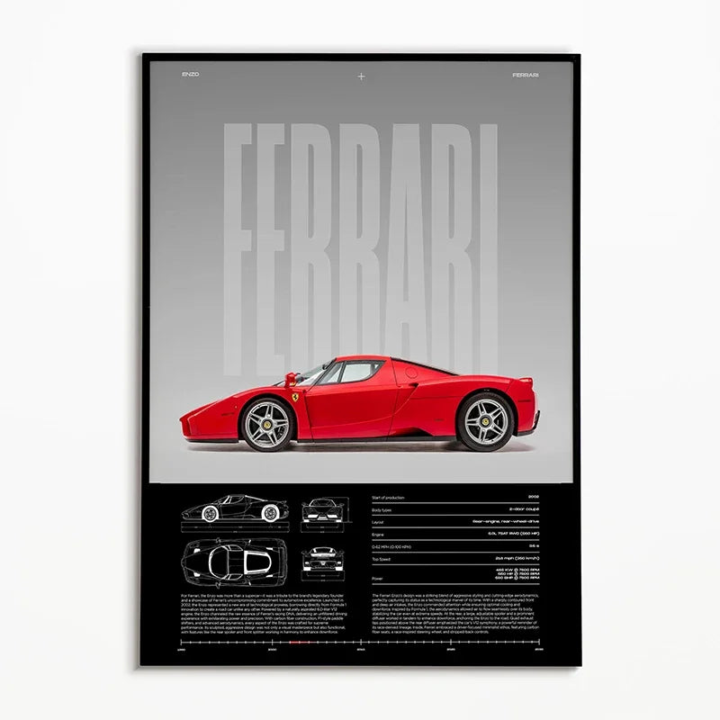 The Heritage Garage Series: Classic Black & White Car Canvas Art
