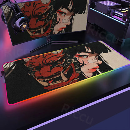 Samurai Edition: RGB Extended Gaming Desk Mat with Custom LED Lighting