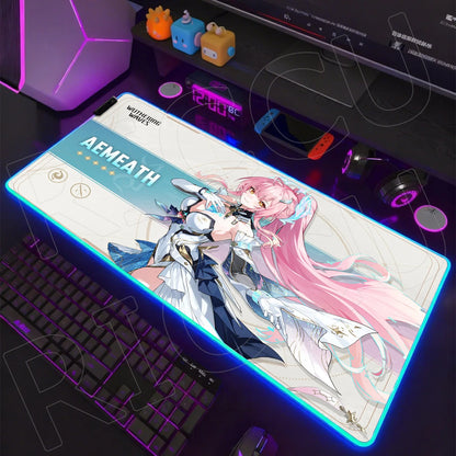 Waves Edition: XXL RGB Extended Gaming Desk Mat with Custom LED Lighting