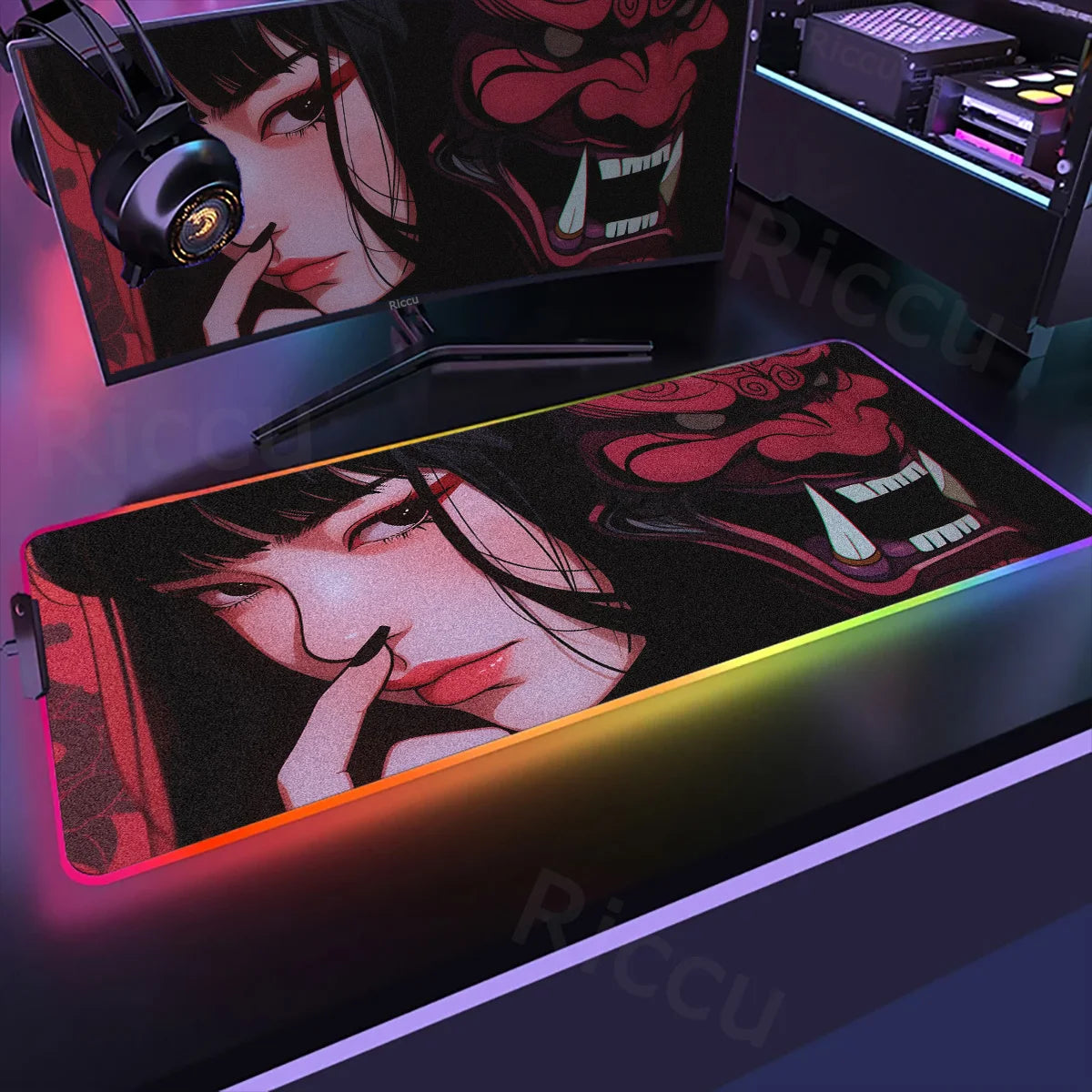 Samurai Edition: RGB Extended Gaming Desk Mat with Custom LED Lighting