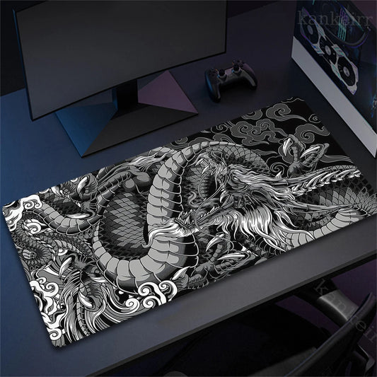 XL Gaming Mouse Pad – Black & White Dragon