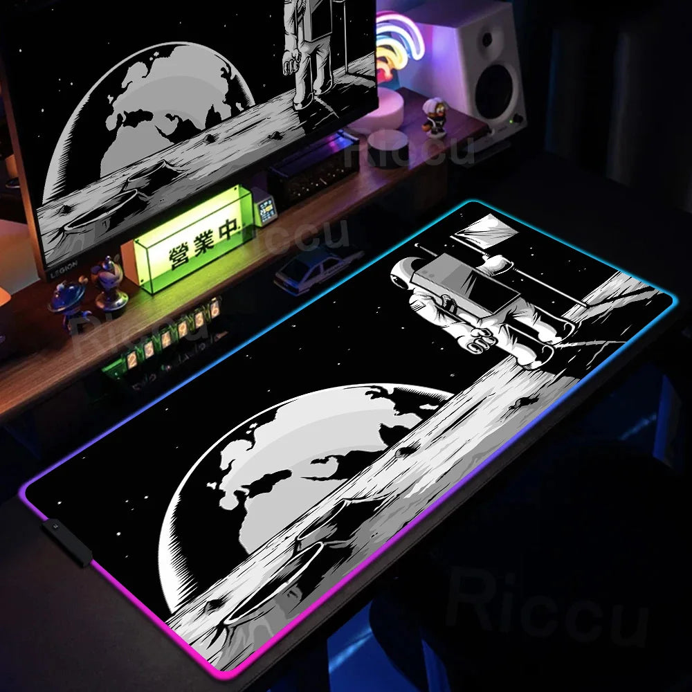 Space Edition: RGB Extended Gaming Desk Mat with Custom LED Lighting