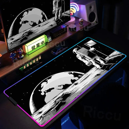 Space Edition: RGB Extended Gaming Desk Mat with Custom LED Lighting