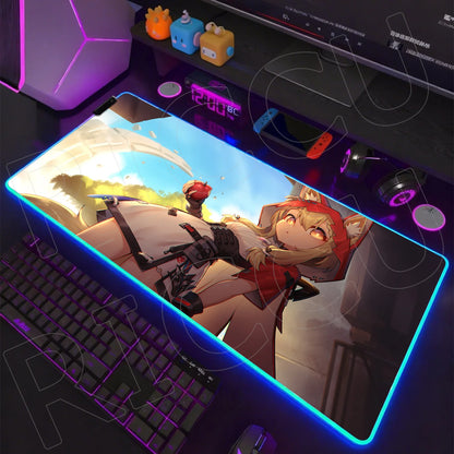 Knights Edition: RGB Extended Gaming Desk Mat with Custom LED Lighting