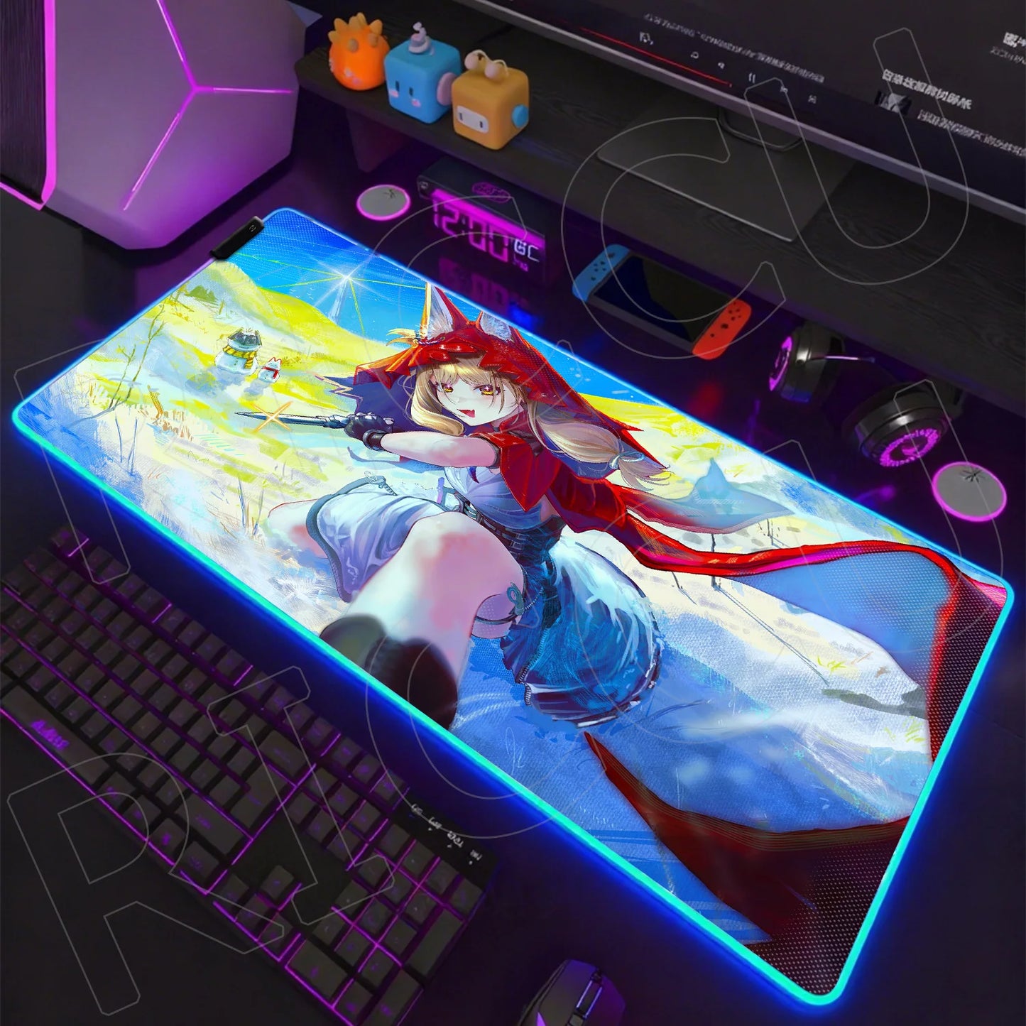 Knights Edition: RGB Extended Gaming Desk Mat with Custom LED Lighting