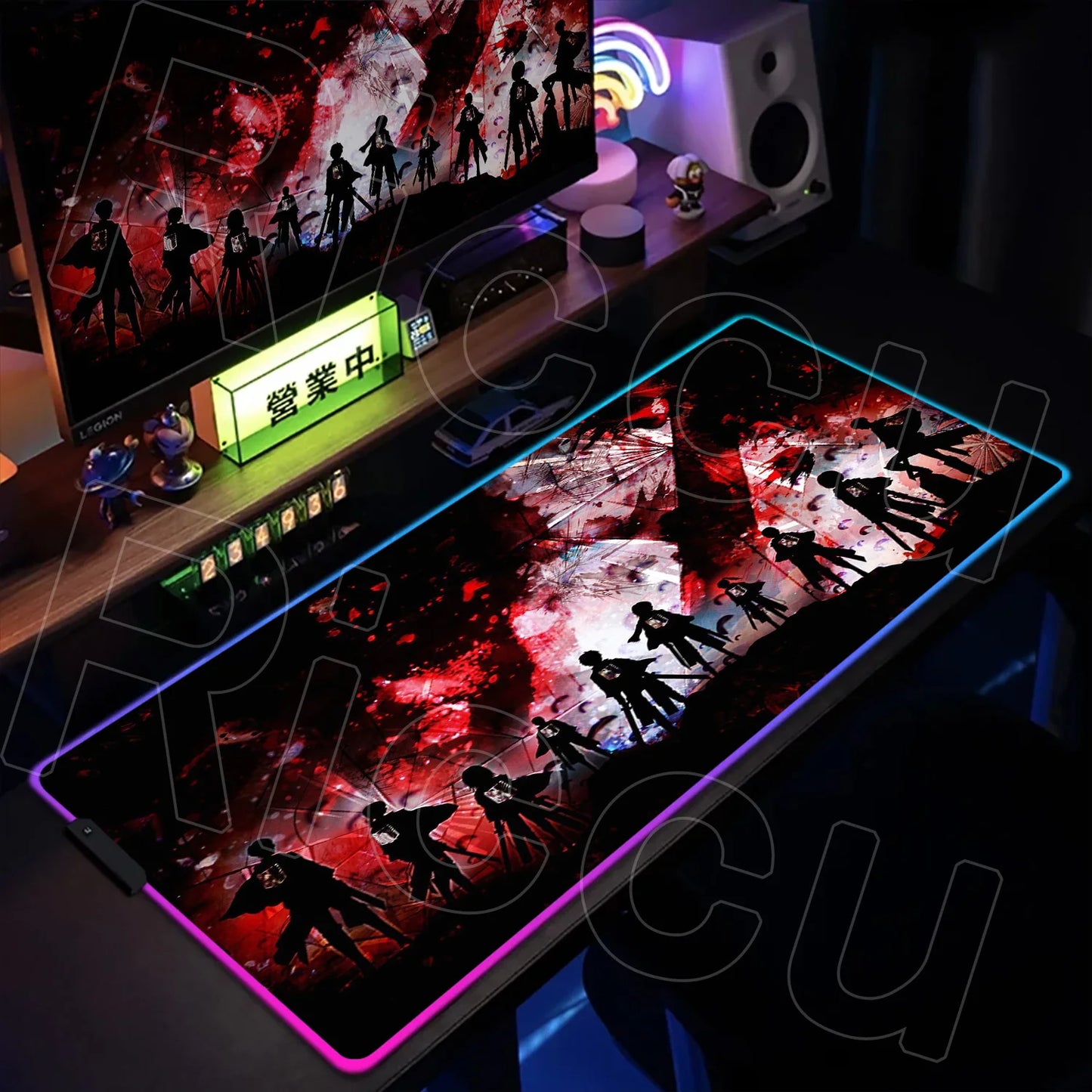 AOT Edition: XXL RGB Extended Gaming Desk Mat with Custom LED Lighting
