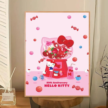 The Kawaii Collection: Hello Kitty Pink Leopard Bow Canvas Art