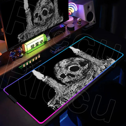 Horror Edition: XXL RGB Extended Gaming Desk Mat with Custom LED Lighting