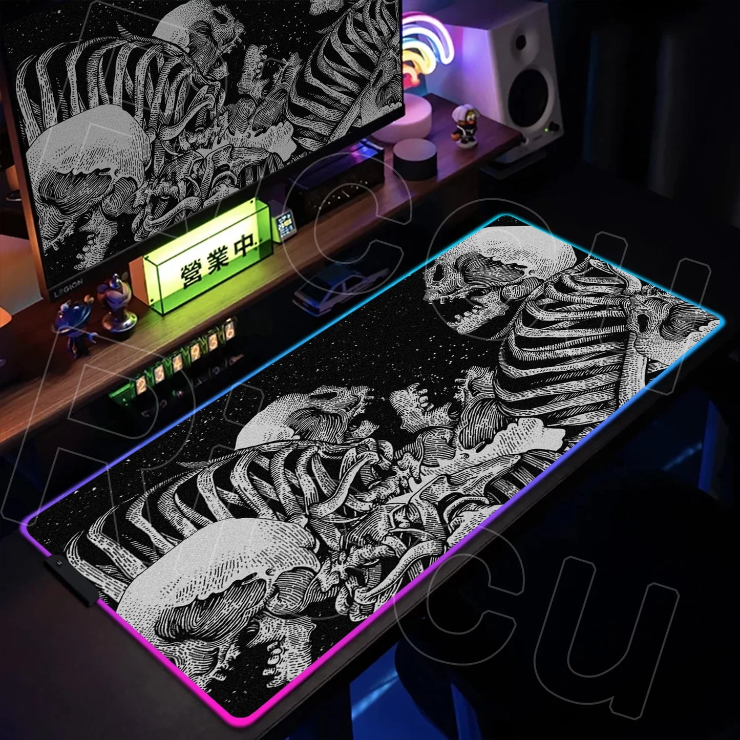 Horror Edition: XXL RGB Extended Gaming Desk Mat with Custom LED Lighting