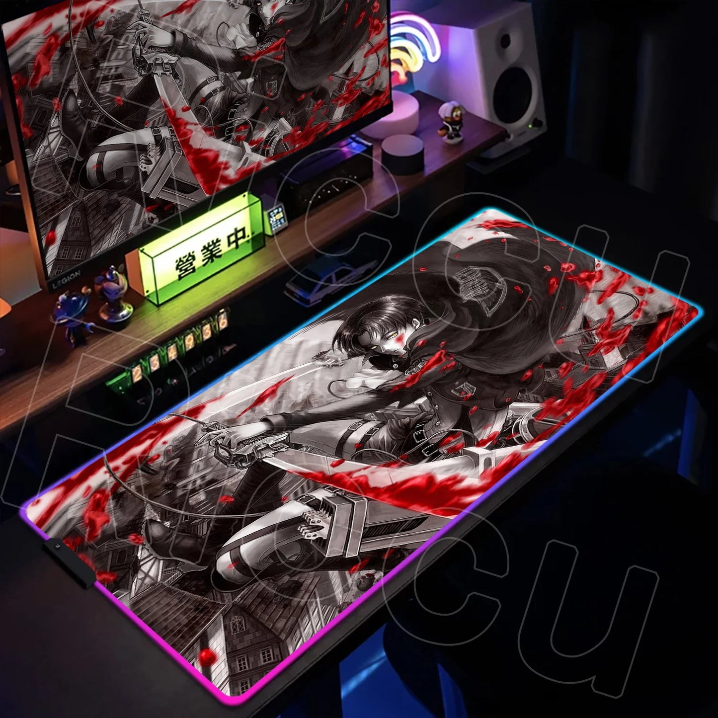 AOT Edition: XXL RGB Extended Gaming Desk Mat with Custom LED Lighting