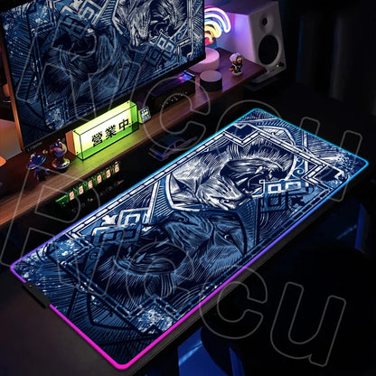 Metal Lion RGB LED Gaming Mouse Pad – XXL HD Print Non-Slip Desk Mat for PC & Esports