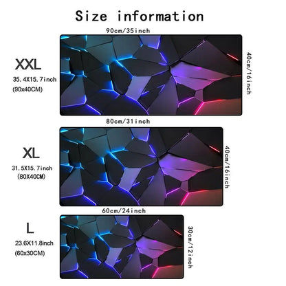 Geometric 3D Mouse Pad – XXL Non-Slip Gaming & Office Desk Mat