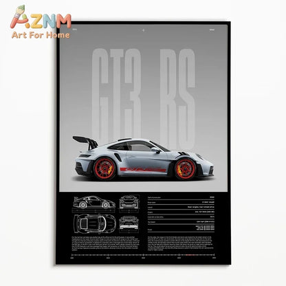 The Heritage Garage Series: Classic Black & White Car Canvas Art