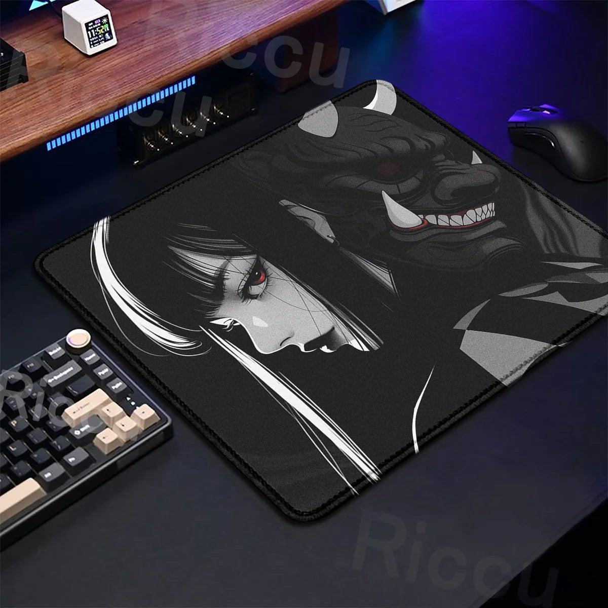 The E-Sports Collection: Premium Oni Mask Girl Anime Mouse Pad
