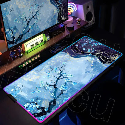 Nature Edition: XXL RGB Extended Gaming Desk Mat with Custom LED Lighting
