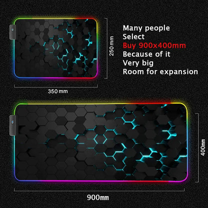 RGB Gaming Mouse Pad – Geometric Art LED Backlit