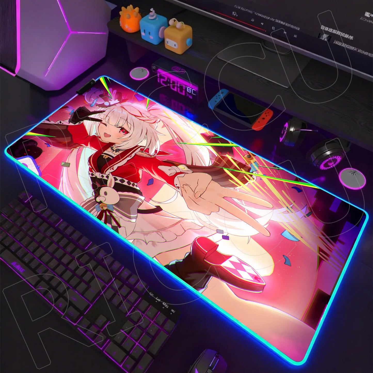 Riccu Edition: XXL RGB Extended Gaming Desk Mat with Custom LED Lighting