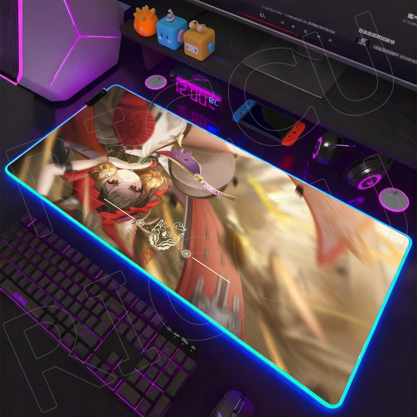 Knights Edition: RGB Extended Gaming Desk Mat with Custom LED Lighting