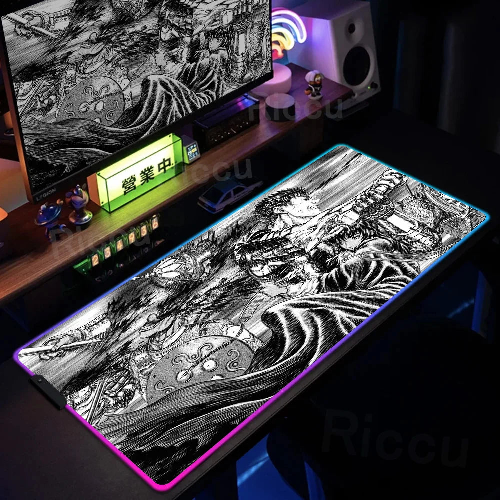 Berserk Edition: XXL RGB Extended Gaming Desk Mat with Custom LED Lighting