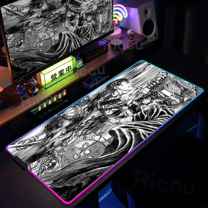 Berserk Edition: XXL RGB Extended Gaming Desk Mat with Custom LED Lighting