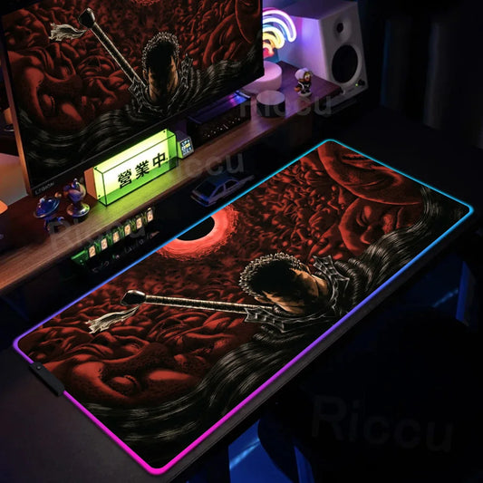 Berserk Edition: XXL RGB Extended Gaming Desk Mat with Custom LED Lighting