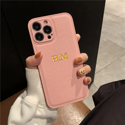 The Luxe Collection: Custom PU Leather Initials Case