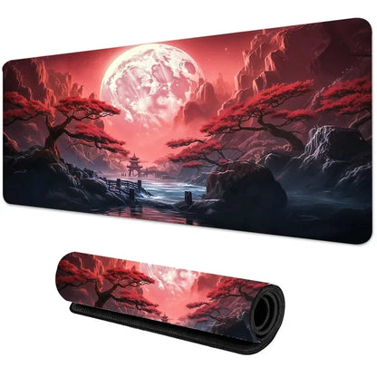 Sakura Scenery Mouse Pad – Cherry Blossom & Landscape Gaming Desk Mat