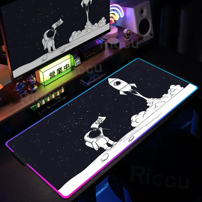 Space Edition: RGB Extended Gaming Desk Mat with Custom LED Lighting