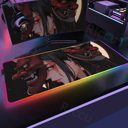 Samurai Edition: RGB Extended Gaming Desk Mat with Custom LED Lighting