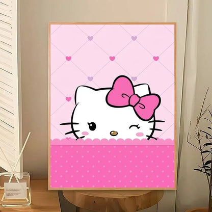 The Kawaii Collection: Hello Kitty Pink Leopard Bow Canvas Art