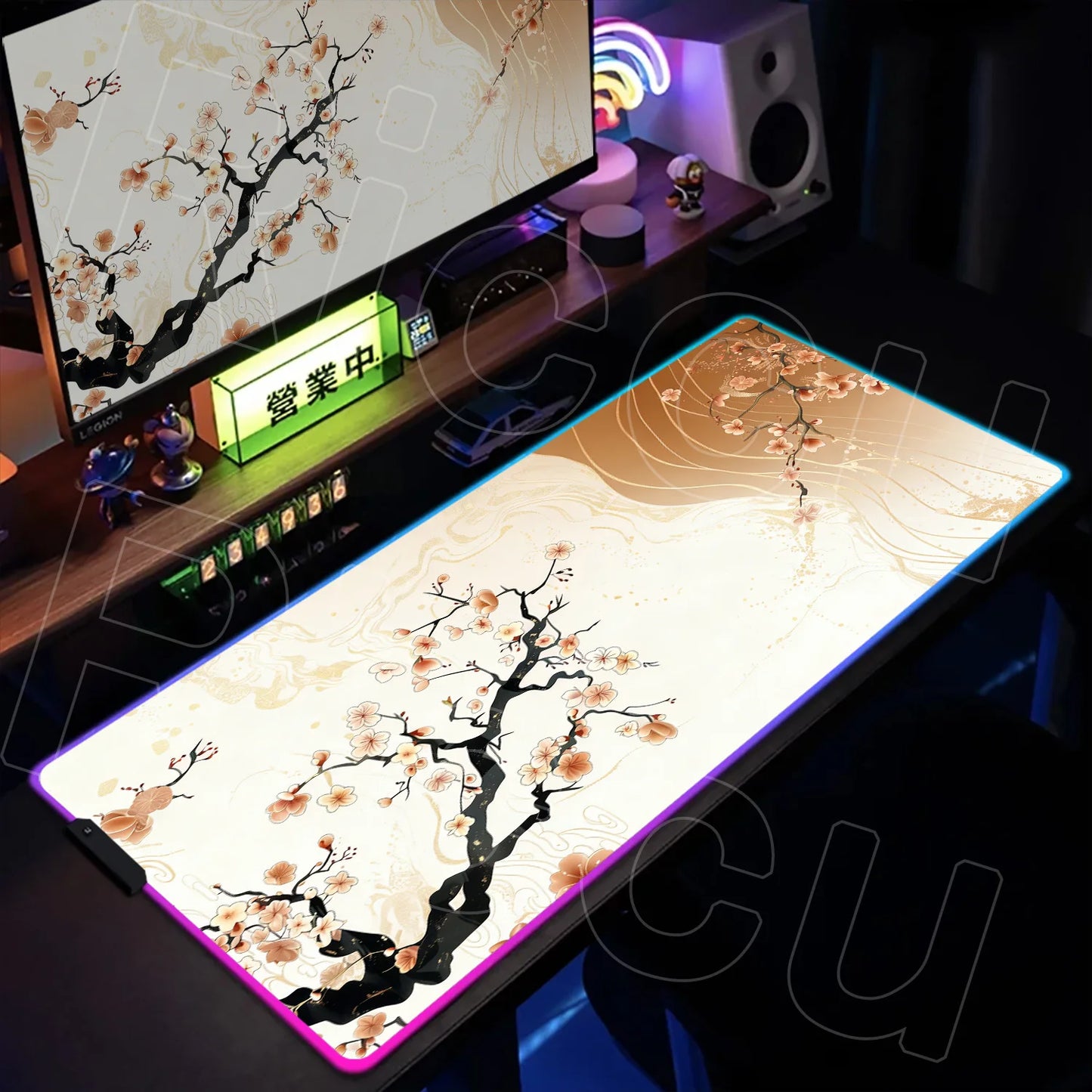 Nature Edition: XXL RGB Extended Gaming Desk Mat with Custom LED Lighting