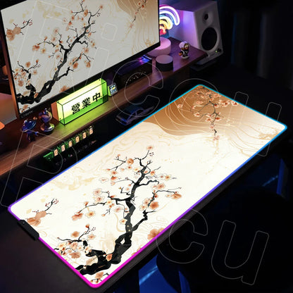 Nature Edition: XXL RGB Extended Gaming Desk Mat with Custom LED Lighting