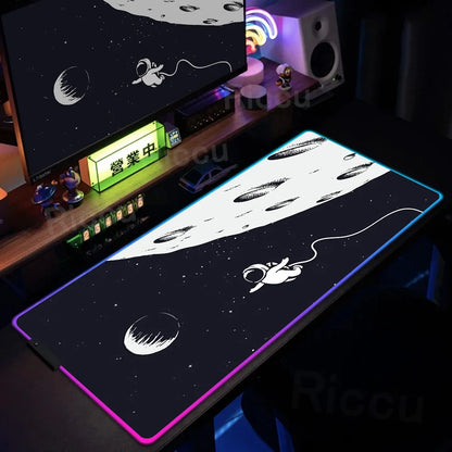 Space Edition: RGB Extended Gaming Desk Mat with Custom LED Lighting