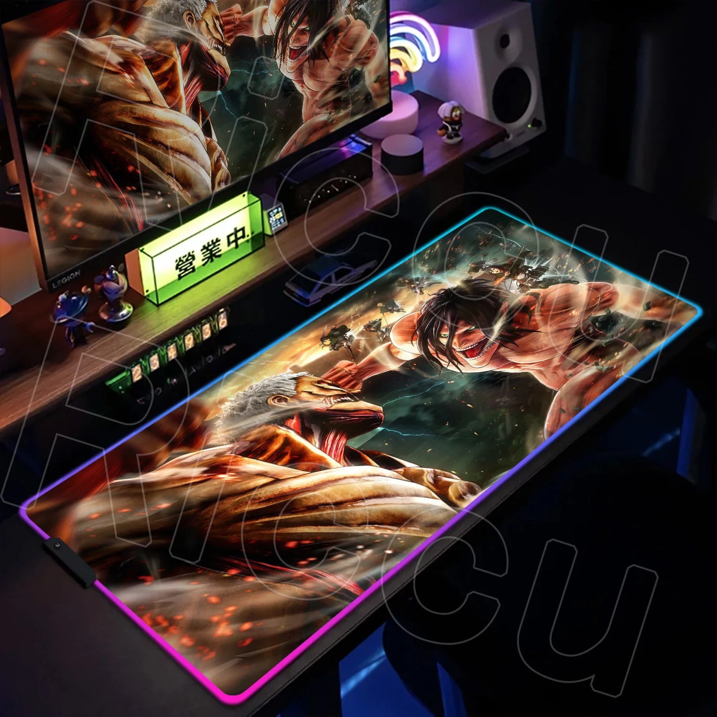 AOT Edition: XXL RGB Extended Gaming Desk Mat with Custom LED Lighting